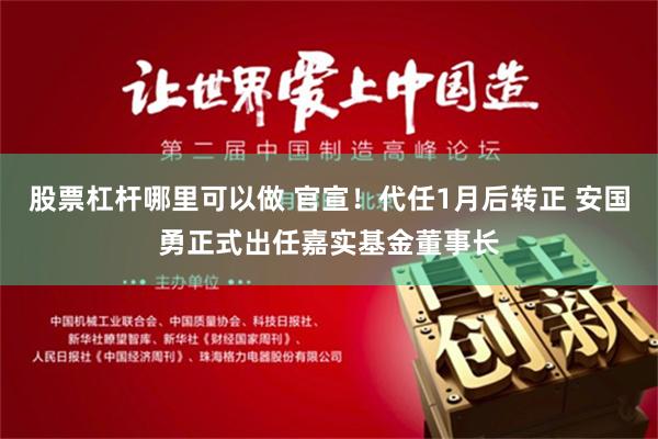 股票杠杆哪里可以做 官宣！代任1月后转正 安国勇正式出任嘉实基金董事长