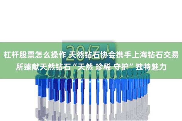 杠杆股票怎么操作 天然钻石协会携手上海钻石交易所臻献天然钻石“天然 珍稀 守护”独特魅力