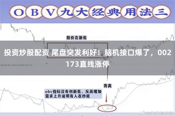 投资炒股配资 尾盘突发利好！脑机接口爆了，002173直线涨停