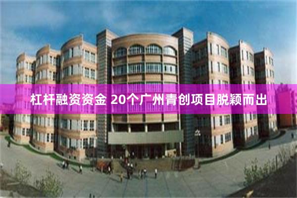 杠杆融资资金 20个广州青创项目脱颖而出