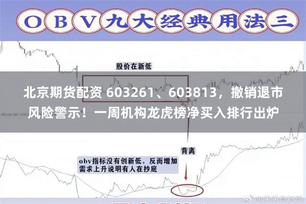 北京期货配资 603261、603813，撤销退市风险警示！一周机构龙虎榜净买入排行出炉
