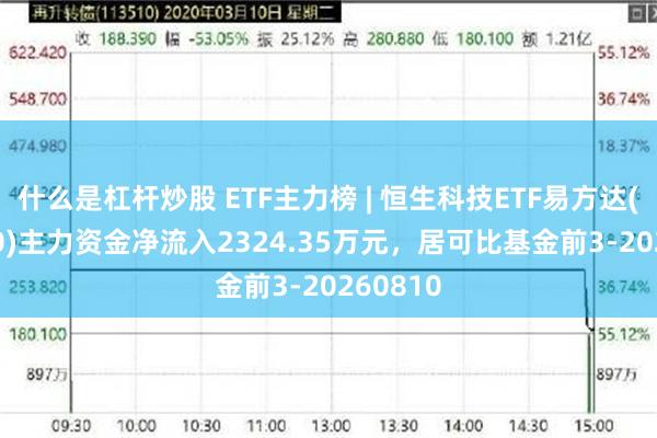什么是杠杆炒股 ETF主力榜 | 恒生科技ETF易方达(513010)主力资金净流入2324.35万元，居可比基金前3-20260810