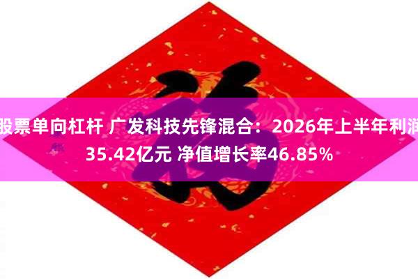 股票单向杠杆 广发科技先锋混合：2026年上半年利润35.42亿元 净值增长率46.85%