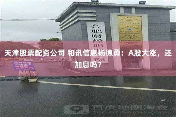 天津股票配资公司 和讯信息杨德勇：A股大涨，还加息吗？